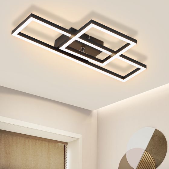 NETTLIFE LED - loftslampe, stue Loftslampe, 20W, varm hvid, moderne, design, firkantet, sort, lampe