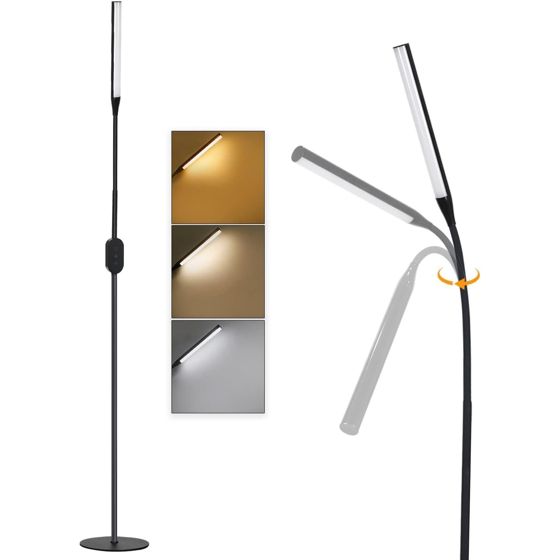 NETTLIFE dæmpbar LED - gulvlampe sort - 178 cm moderne gulvlampe med touch-styring til stue med timer