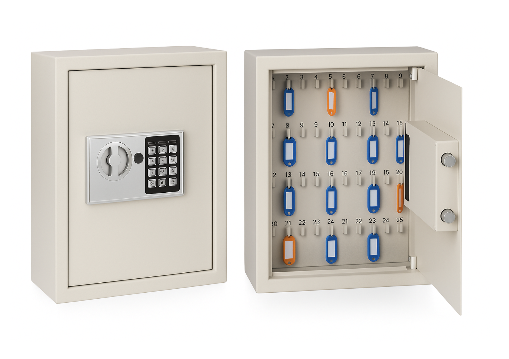 SafeMate Nøgleskab til 48 nøgler, beige, digital lås 30 x 10 x 36,5 cm