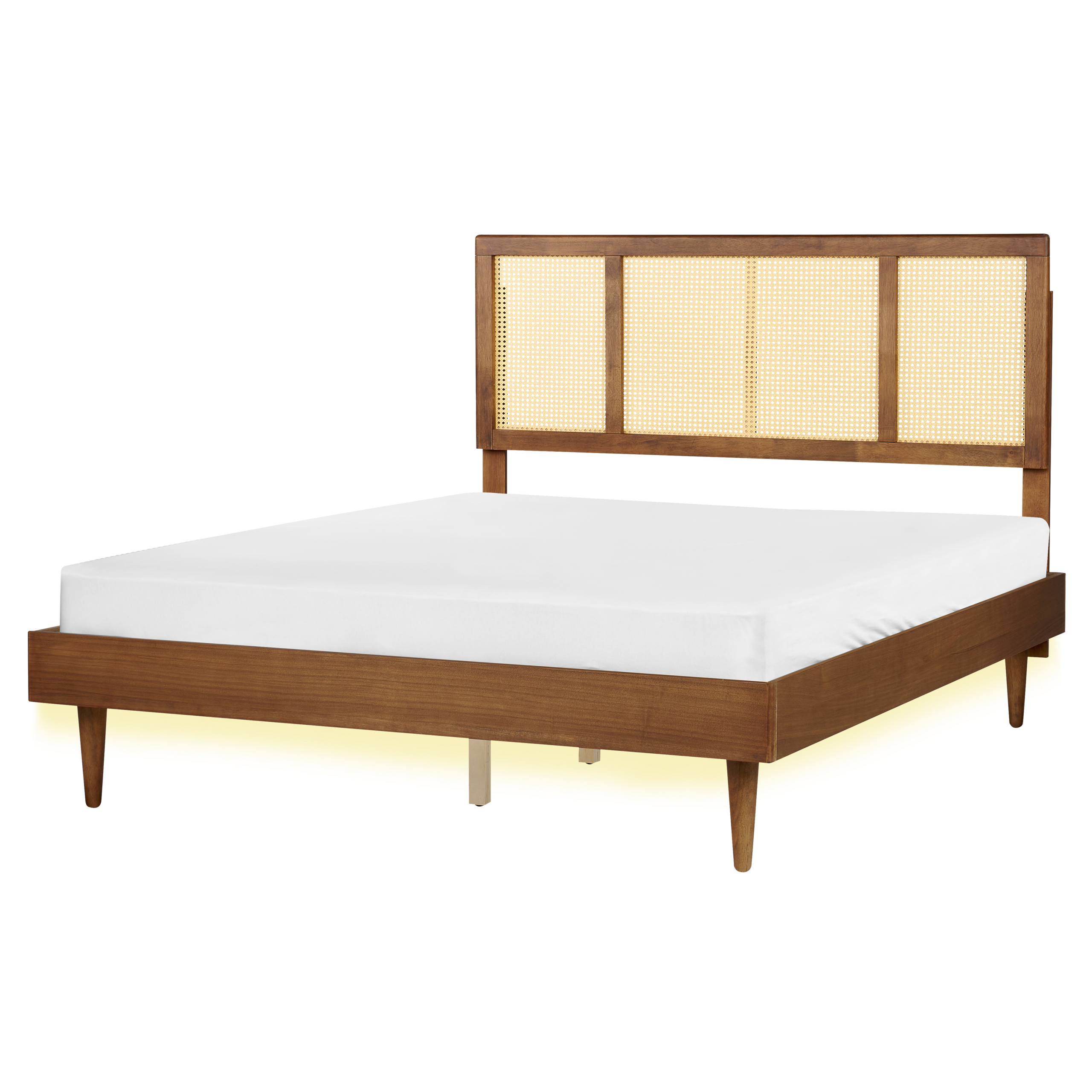 Seng med LED Rattan AURAY 160 x 200 cm Brun