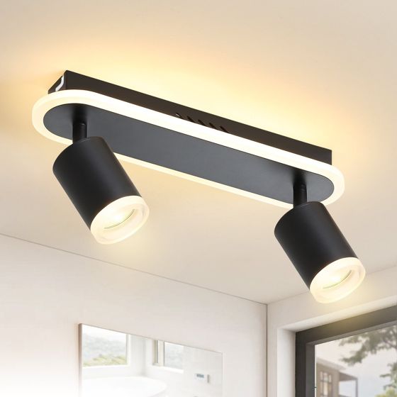 NETTLIFE 2 sorte GU10 LED loftspots af metal, 330° justerbare, til soveværelse, entré, spisestue, køkken, stue