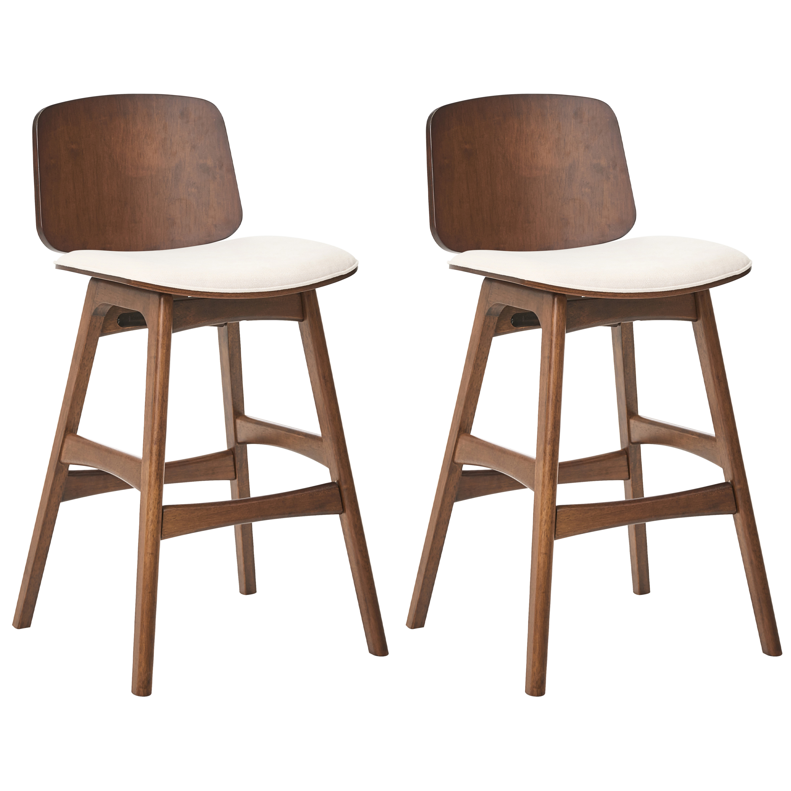 Sæt med 2 barstole CHARLESTON Træ Brun/lys beige