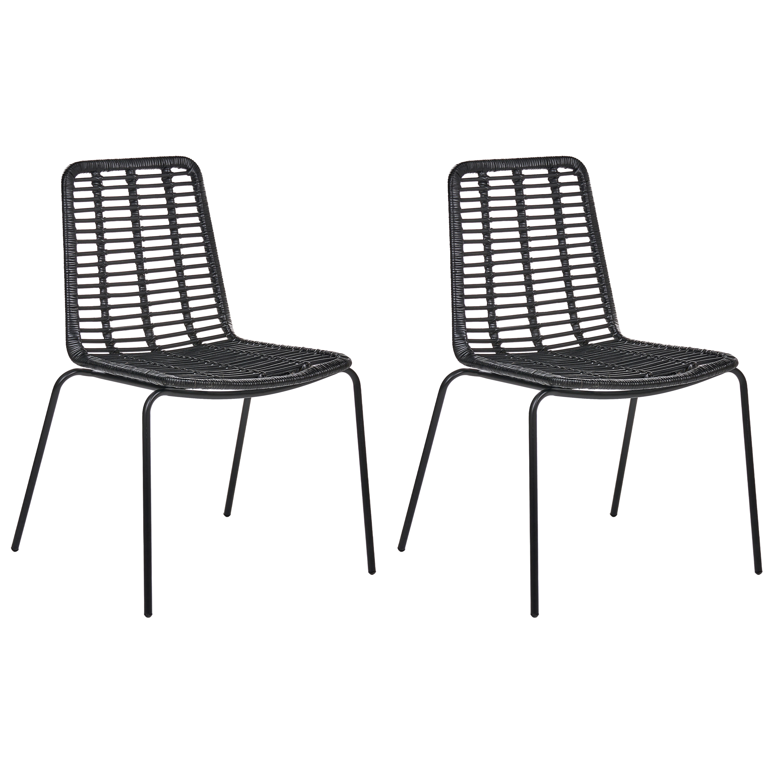 Sæt med 2 spisebordsstole TAOS Rattan Sort