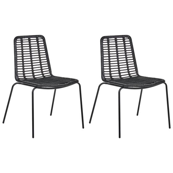 Sæt med 2 spisebordsstole TAOS Rattan Sort