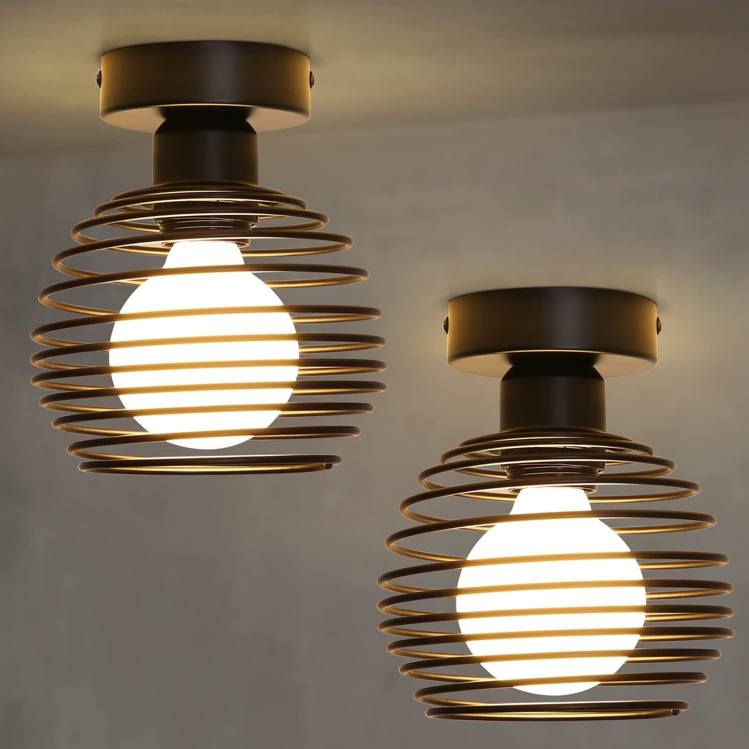 NETTLIFE Vintage - loftslampe, 2 lys i retrostil. Sort entrélampe, E27, maks. 40W, uden pærer.