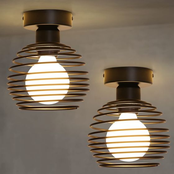 NETTLIFE Vintage - loftslampe, 2 lys i retrostil. Sort entrélampe, E27, maks. 40W, uden pærer.
