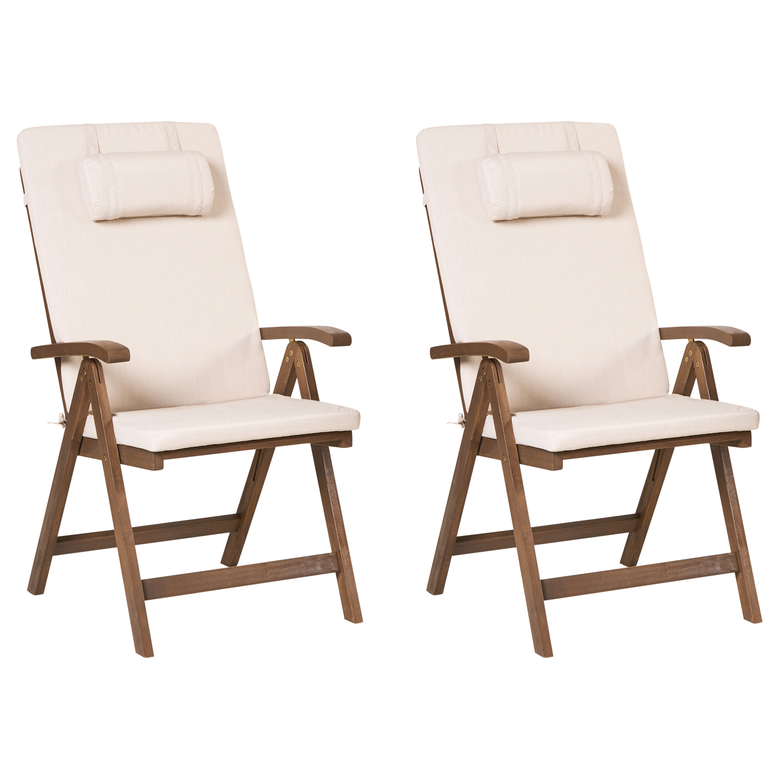 Sæt med 2 stole med puder AMANTEA PREMIUM Akacietræ Lys Beige