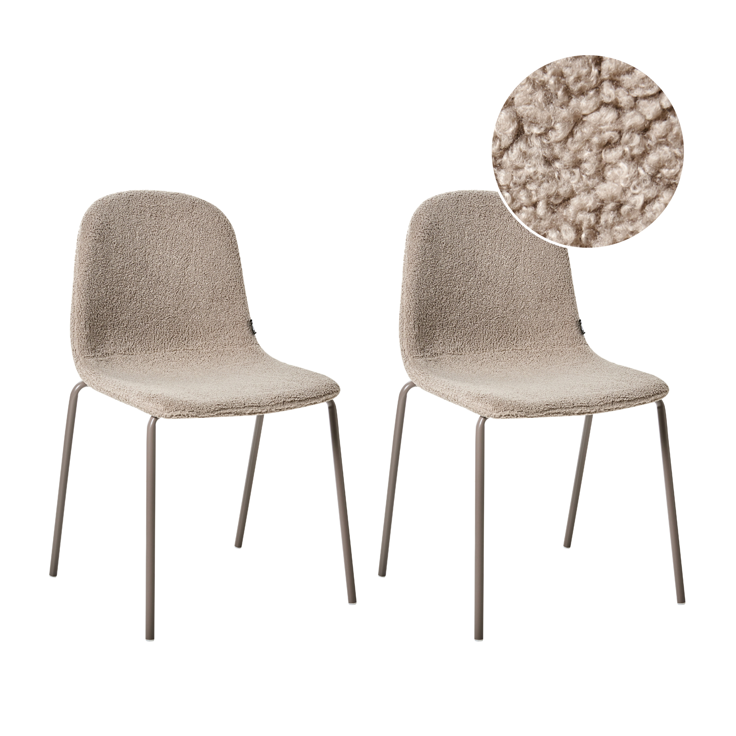 Sæt af 2 konferencestole LOMA Boucle Brungrå