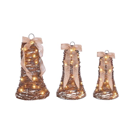 Sæt med 3 julepynt LED LUOSTO 43/38/32 cm Julemønster Brun