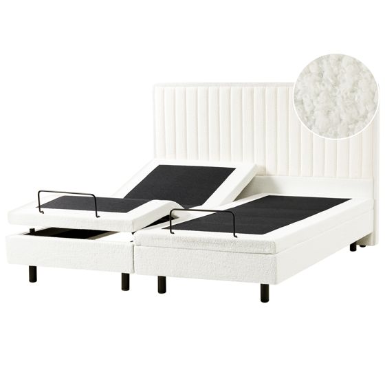 Justerbar seng Boucle CASTELLAN 180 x 200 cm Cremehvid