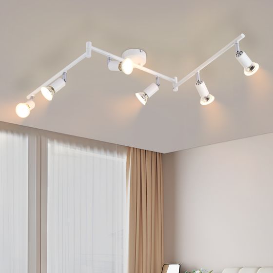 NETTLIFE LED - loftlampe med 6 spotlights GU10 - loftspotlight moderne indendørs loftlampe hvid til stue, badeværelse, køkken