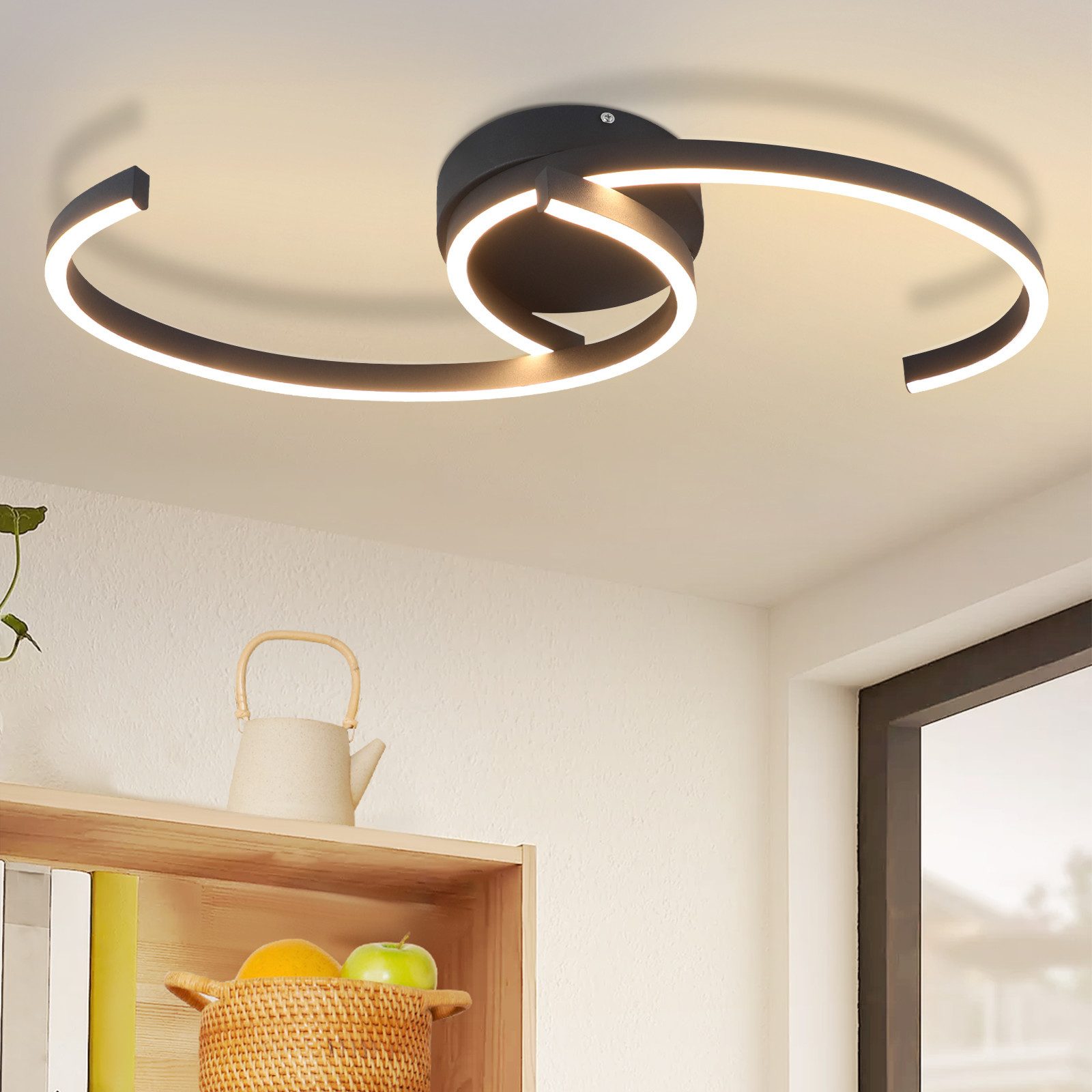NETTLIFE LED - loftlampe til stuen, 24 W, moderne loftlampe til entreen, køkkenet, 3000 K