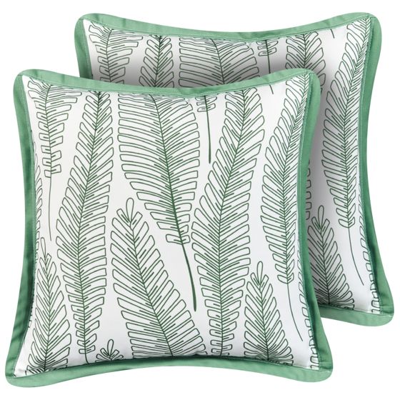 Sæt af 2 havehynder MEADOW Plante mønster 45 x 45 cm Grøn