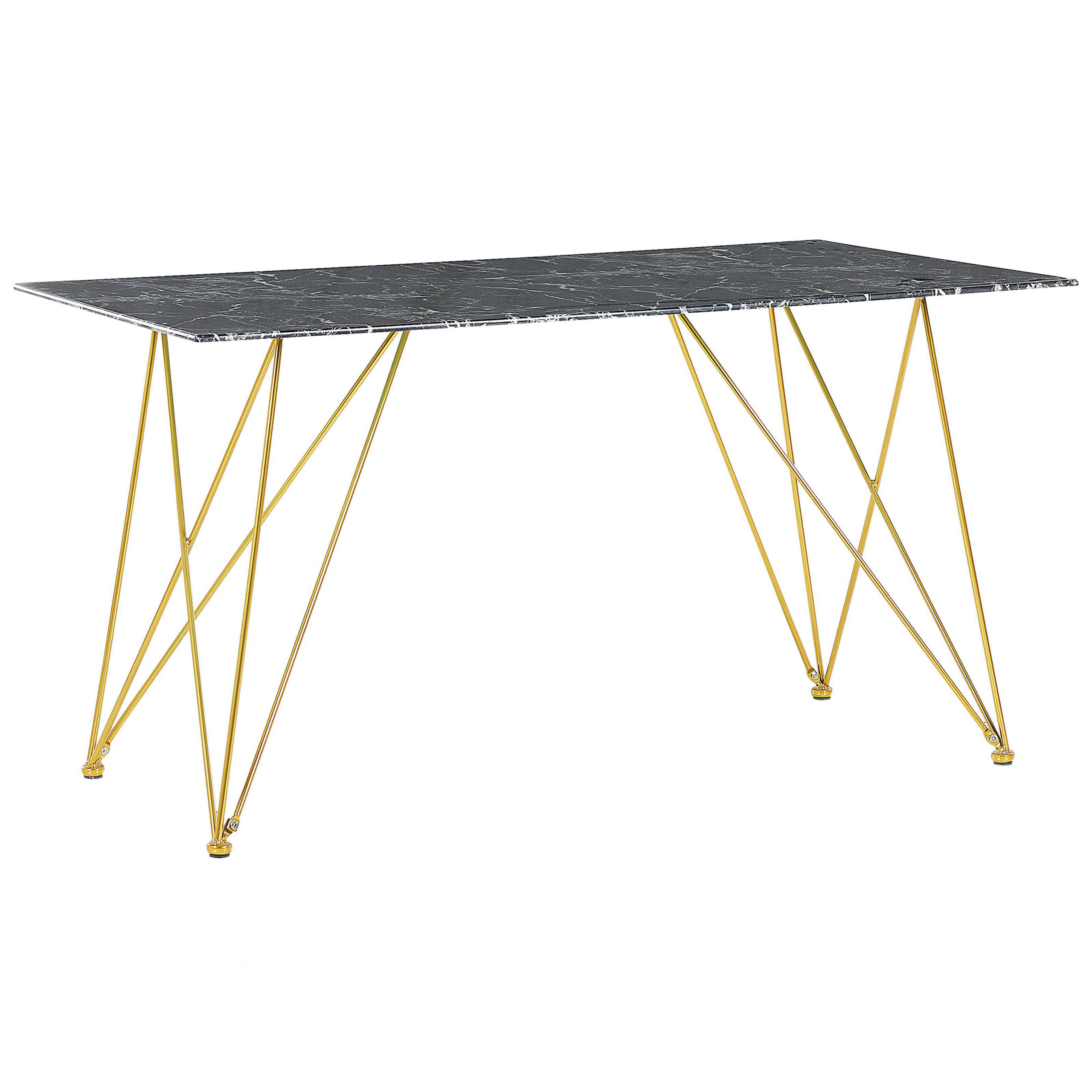 Spisebord KENTON Sort marmor 140 cm 80 cm Hærdet glas