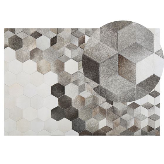 Gulvtæppe SASON Grå 140 x 200 cm Ægte læder