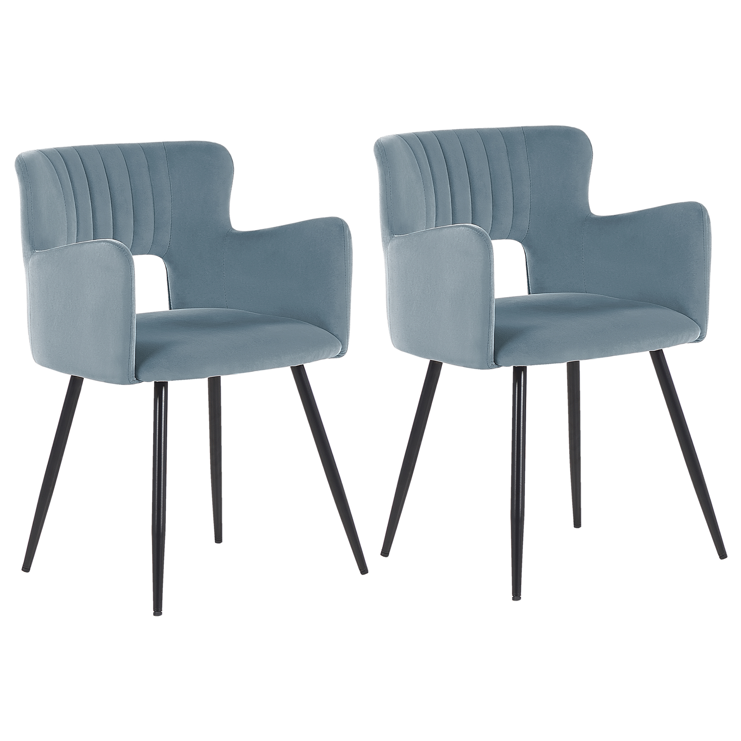 Sæt med 2 spisebordsstole SANILAC Velour Himmelblå