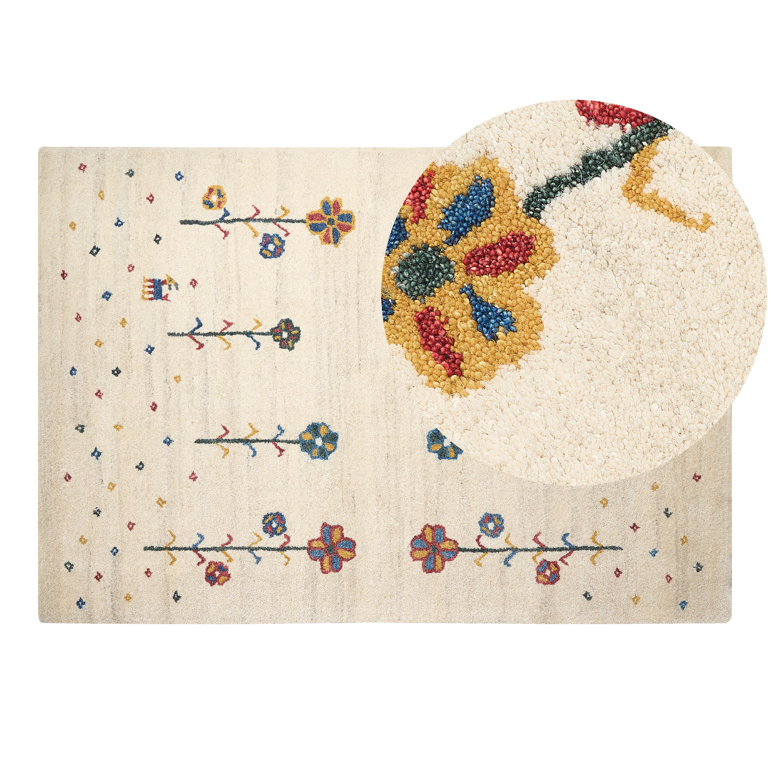 Gulvtæppe HUSUNLU Beige 140 x 200 cm Gabbeh Uld