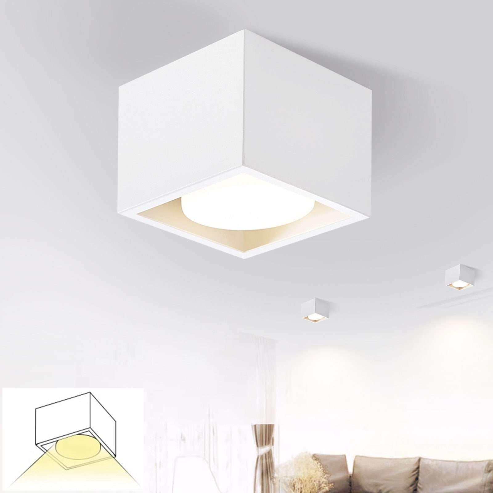 NETTLIFE LED - firkantet loftlampe, varm hvid, dæmpbar