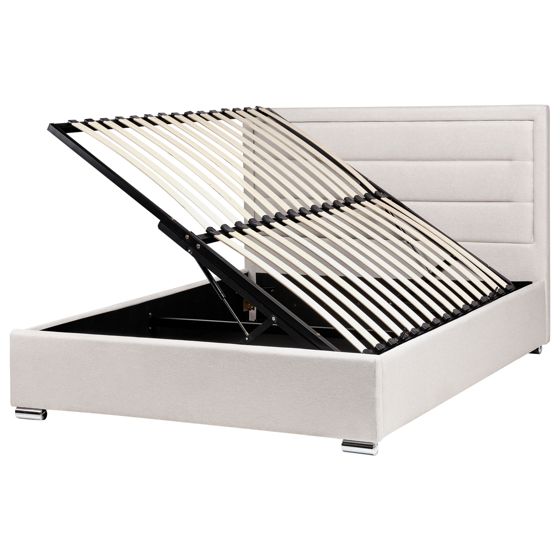 Seng med opbevaring ROUEN Lys Beige 140 x 200 cm