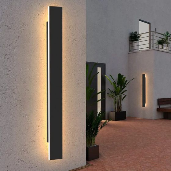 NETTLIFE LED væglampe udendørs 100 cm sort 3000K IP65 lang 26W akryluld til hjemmet, væggen og haven