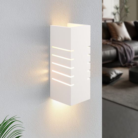 NETTLIFE hvid, indendørs væglampe, E14, up down moderne, entré, trappe, gipslampe