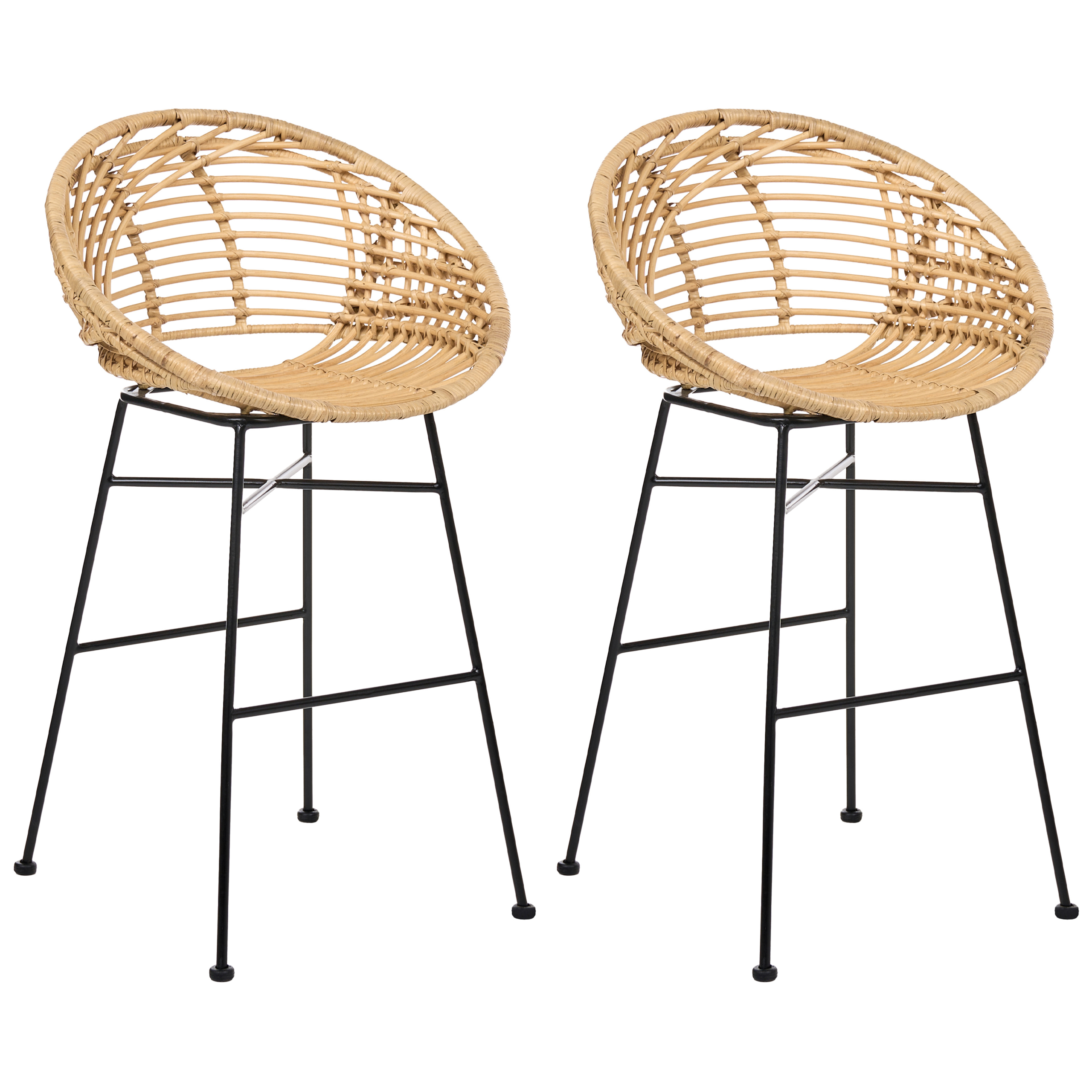 Sæt med 2 barstole WINDOM Rattan Naturlig