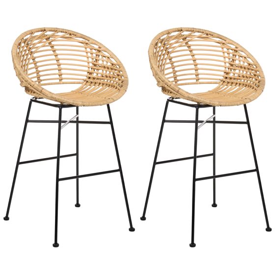 Sæt med 2 barstole WINDOM Rattan Naturlig