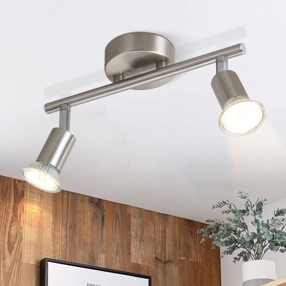 NETTLIFE 2 moderne loftspotlights til entreen GU10 330° drejelige i rustfrit stål til stue/soveværelse (uden pære)