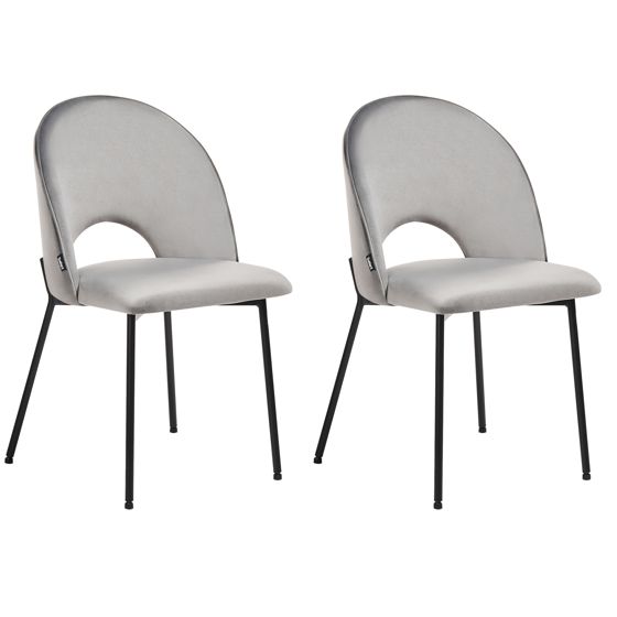 Sæt med 2 spisebordsstole COVELO Velour Grå