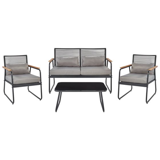 Loungesæt med bord 4 personers POMONTE Metal Sort