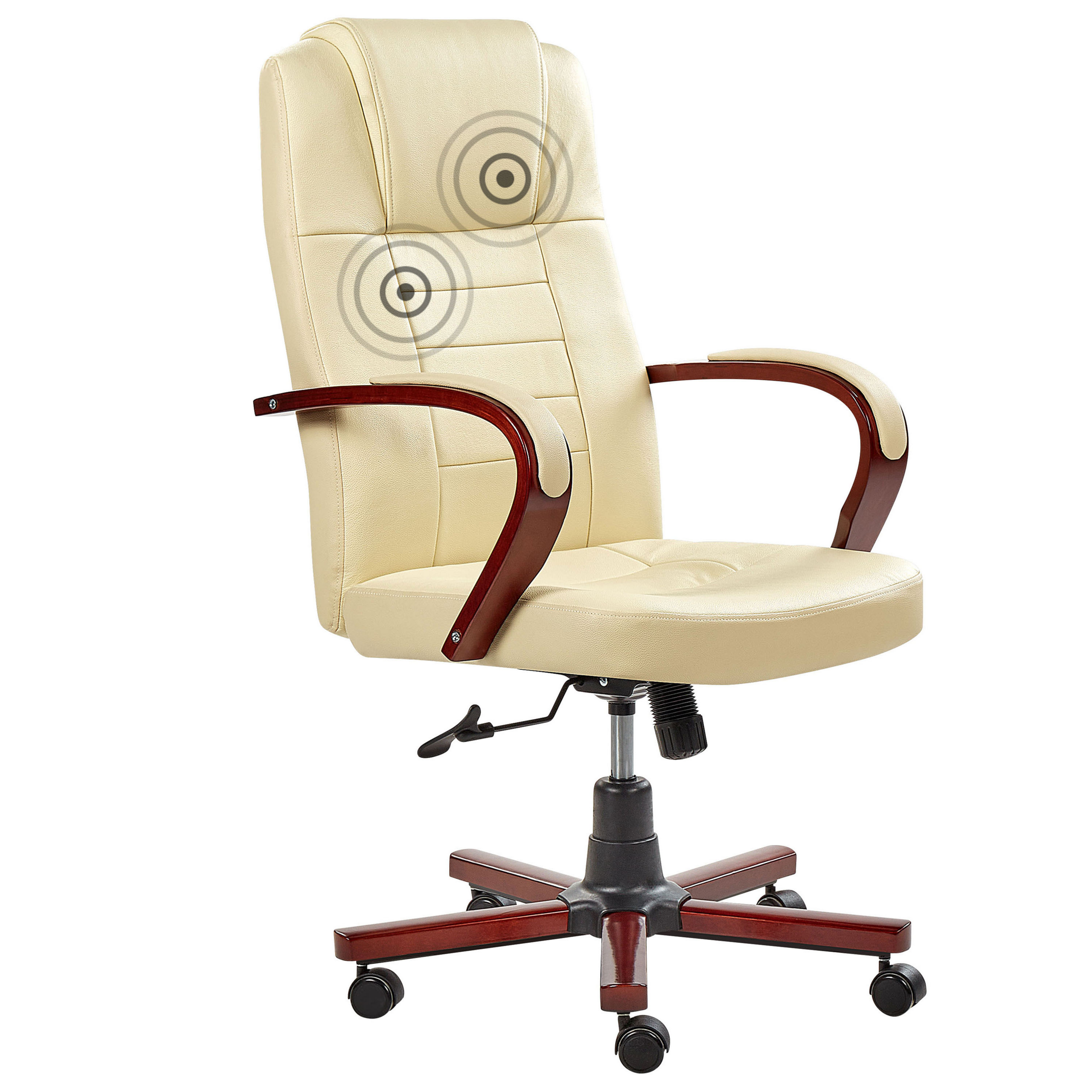 Massagestol DIAMOND med varme Ægte læder Beige