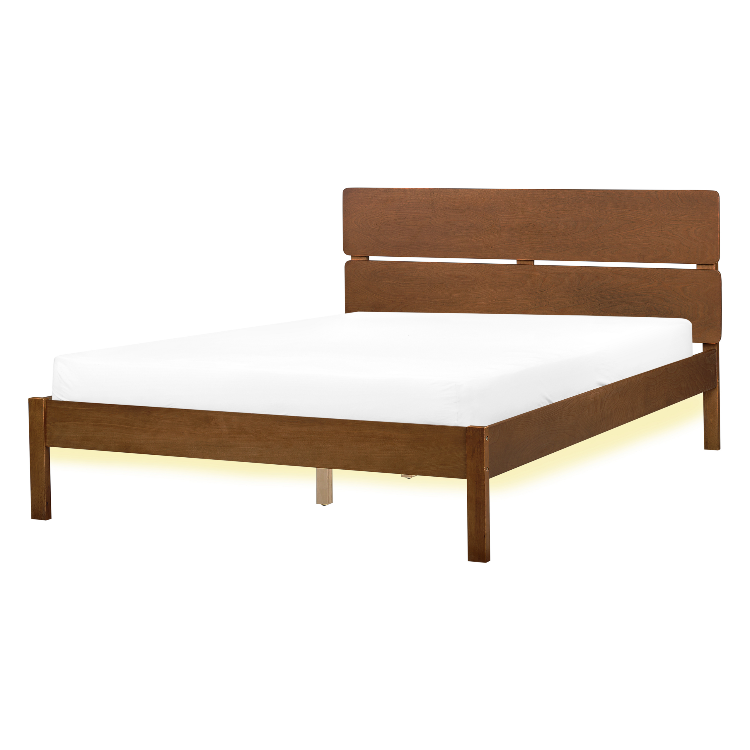 Seng med LED Træ BOISSET 140 x 200 cm Mørkebrun