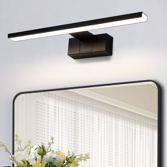 NETTLIFE LED væglampe til badeværelset, spejllampe, moderne sort, IP44, 4000K neutralt hvidt lys, 6W, 30x5,1x12,8 cm