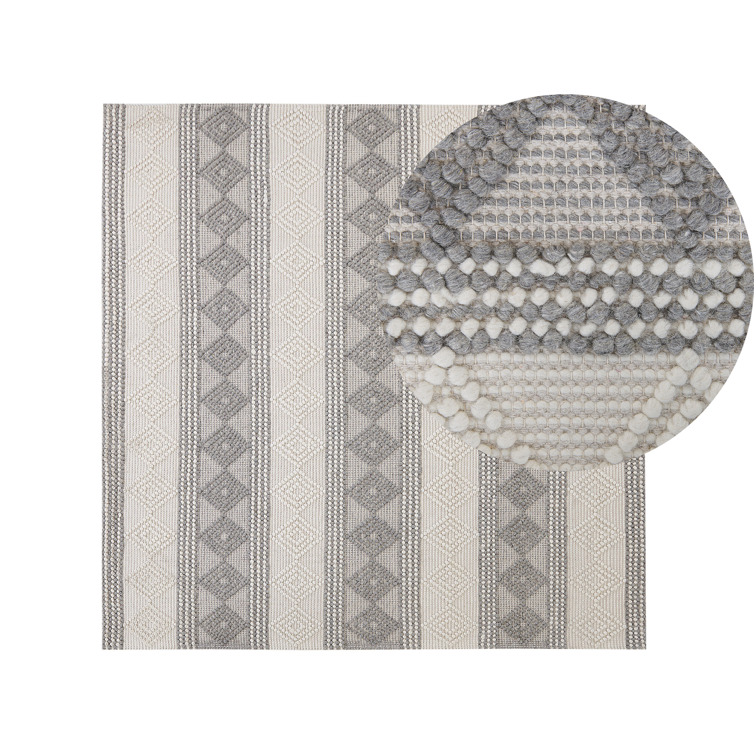 Gulvtæppe BOZOVA Lys Beige 200 x 200 cm Uld