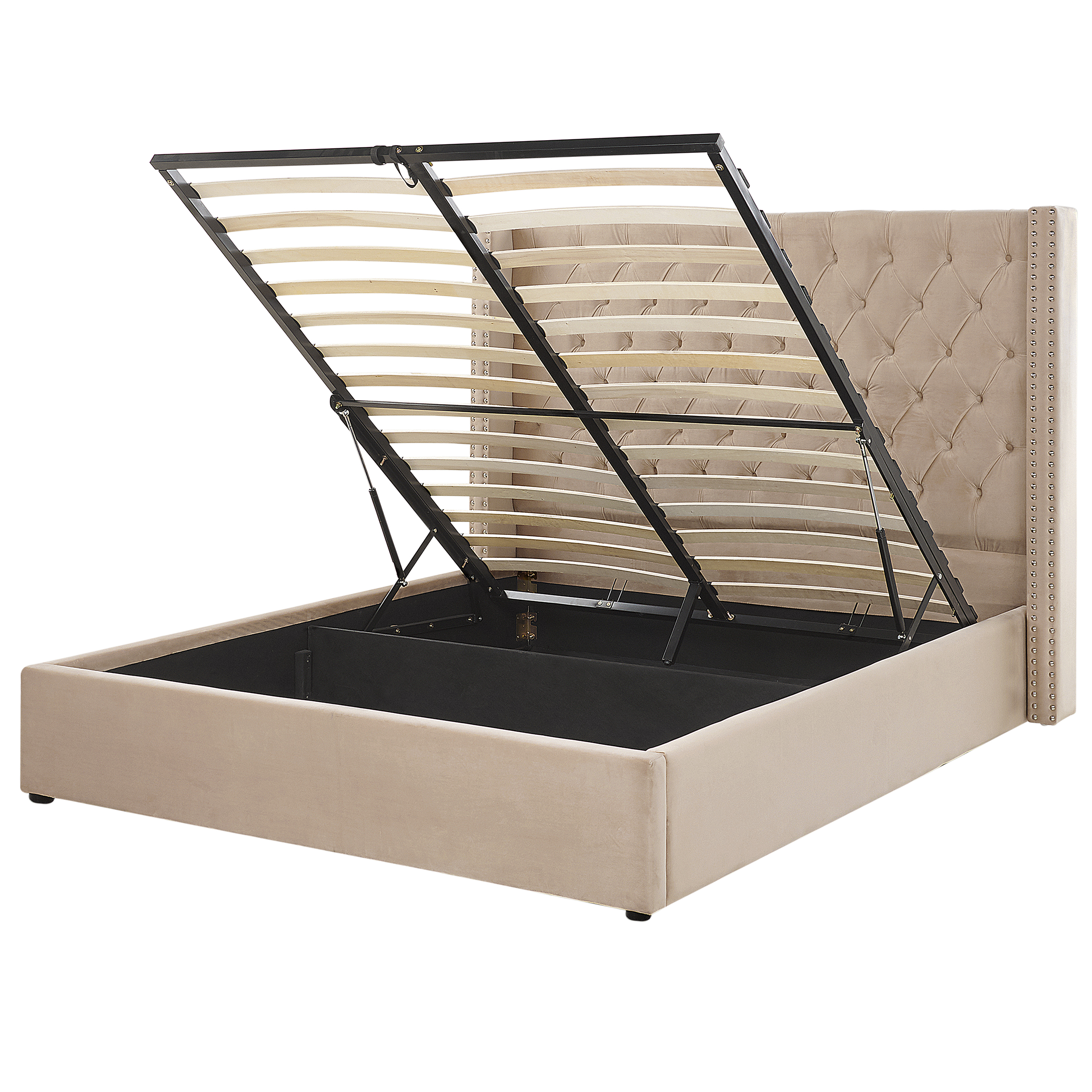 Seng med opbevaring LUBBON Velour Beige 160 x 200 cm