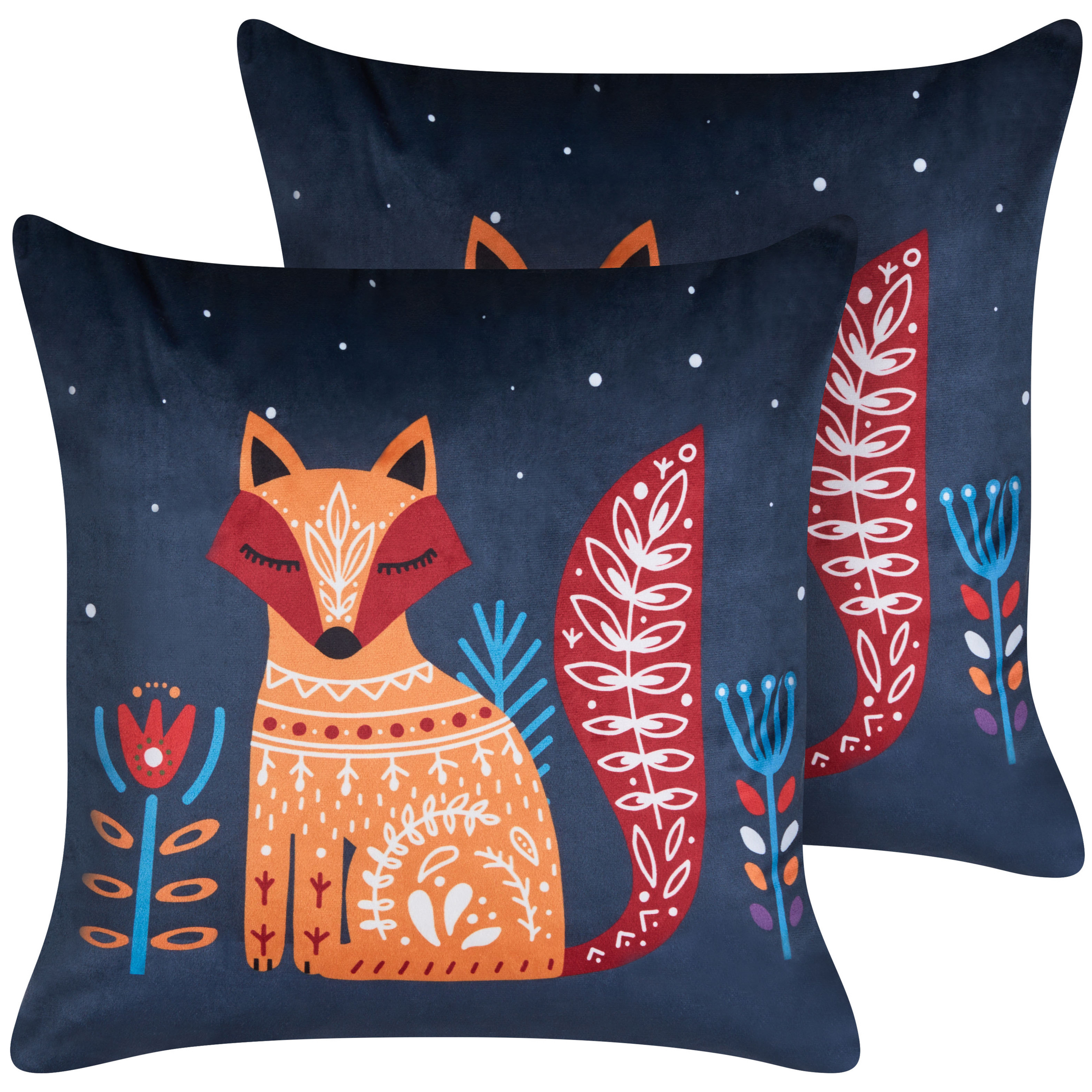 Sæt af 2 pyntepuder FIRESPIKE 45 x 45 cm Velour Mørkeblå