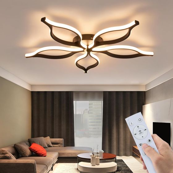 NETTLIFE Loftlampe LED 80cm 75W Sort Moderne, Dæmpbar 3000-6500K med Fjernbetjening, Natlysfunktion, Designlampe til Soveværelse