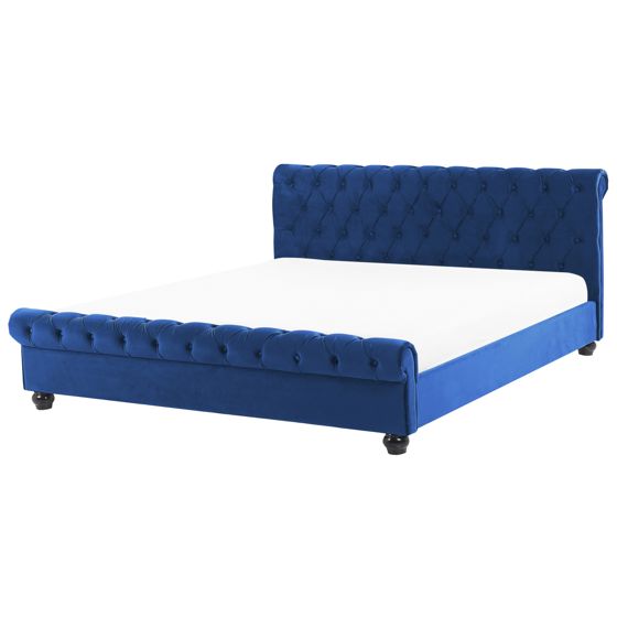 Seng Velour AVALLON 180 x 200 cm Navy Blå