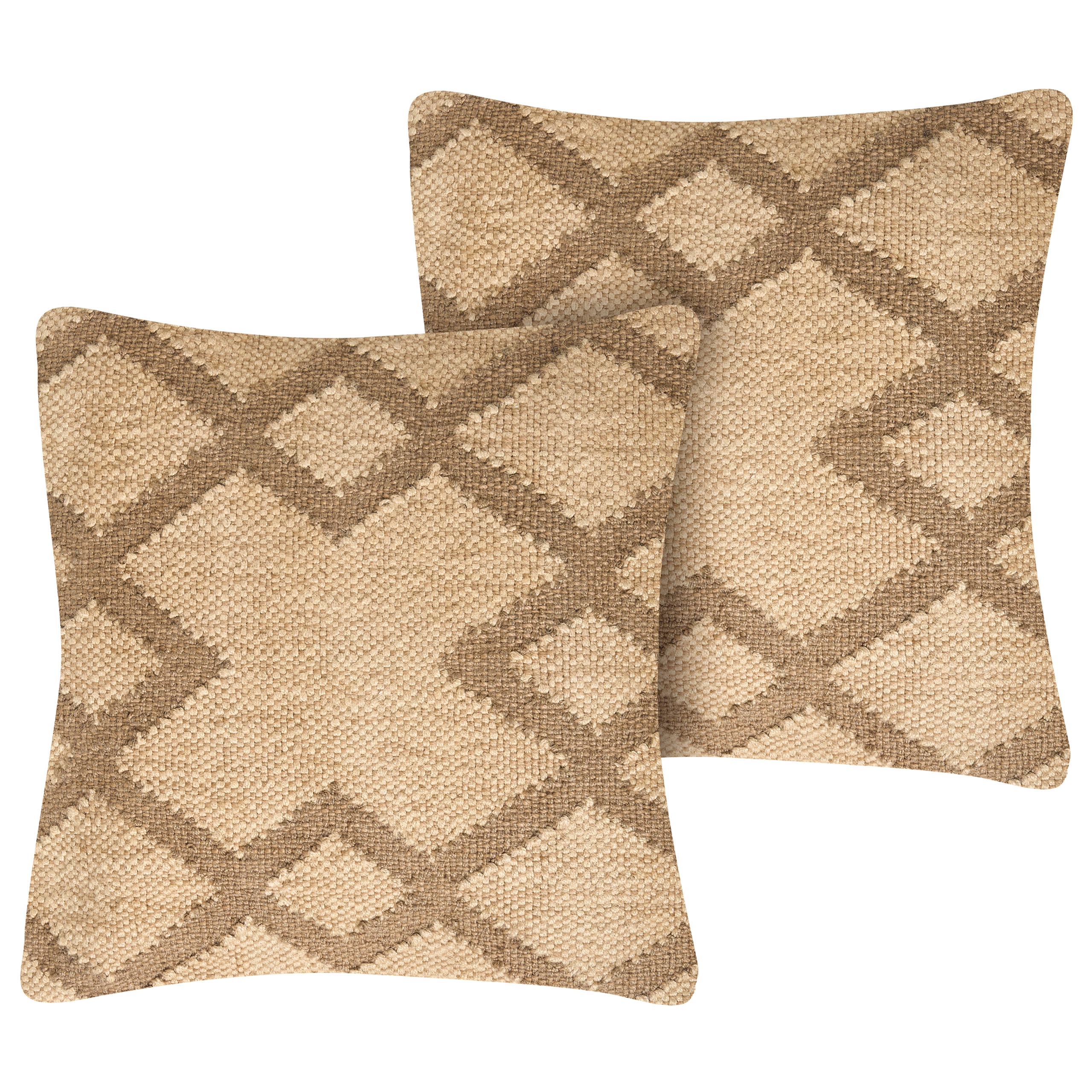 Sæt af 2 pyntepuder GOPI 45 x 45 cm Jute Beige Geometrisk mønster