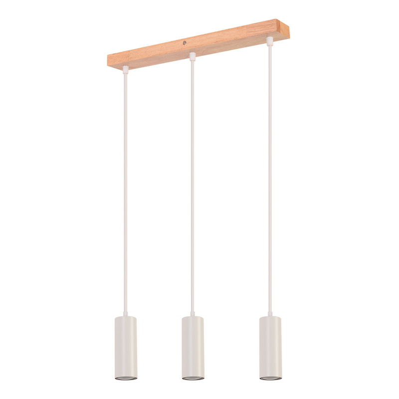 NETTLIFE Vintage, GU10, hvid træpendellampe, til spisebord, 3 flammer