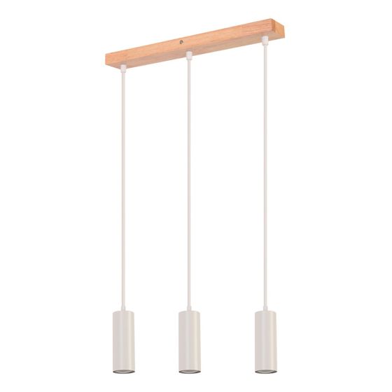 NETTLIFE Vintage, GU10, hvid træpendellampe, til spisebord, 3 flammer