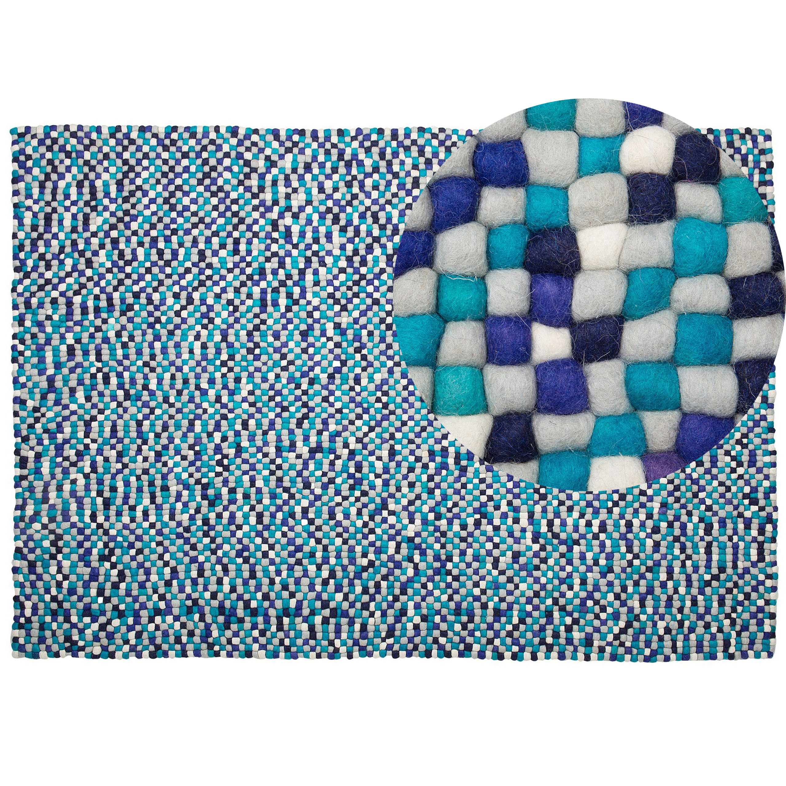 Gulvtæppe AMDO Navy Blå 160 x 230 cm Uld