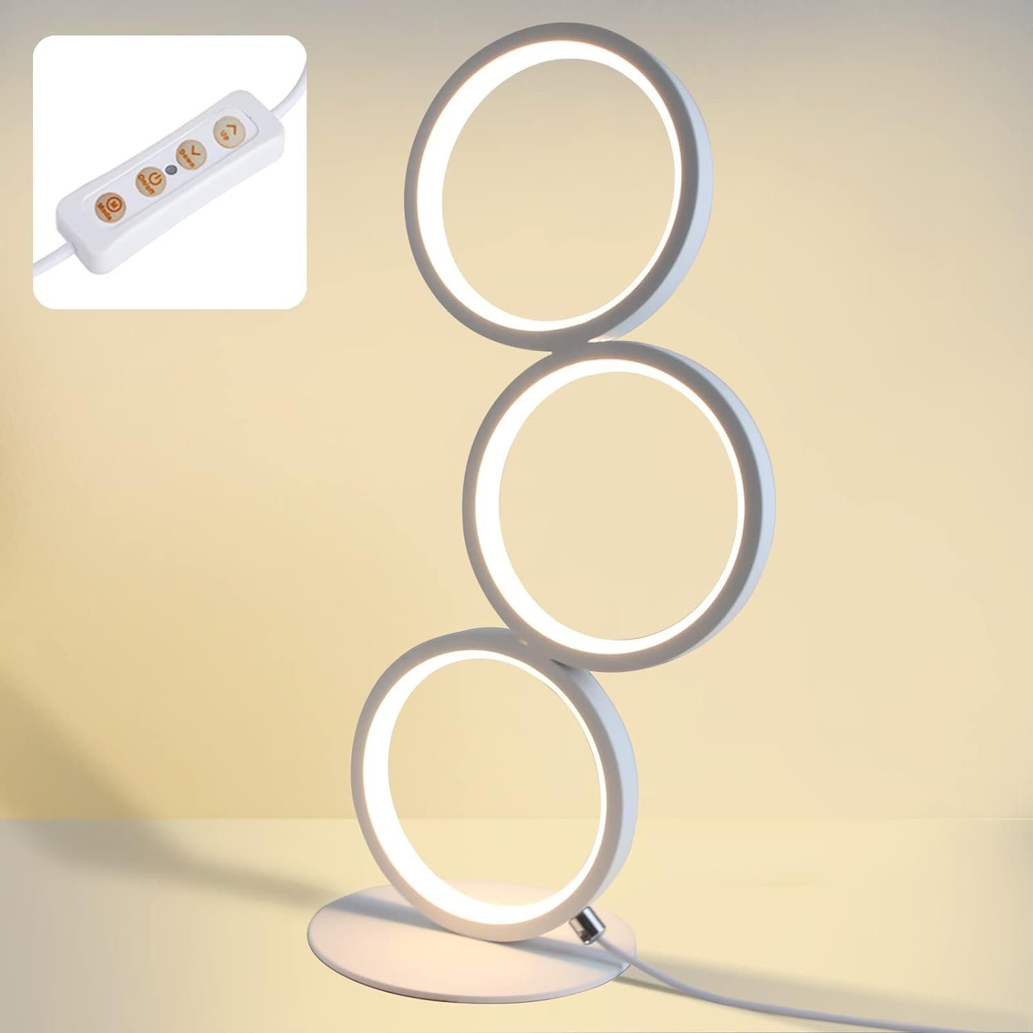 NETTLIFE LED-bordlampe dæmpbar sengelampe touchskærm moderne design metalring hvid aluminium arbejdsværelse