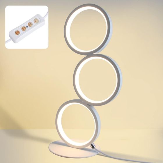 NETTLIFE LED-bordlampe dæmpbar sengelampe touchskærm moderne design metalring hvid aluminium arbejdsværelse