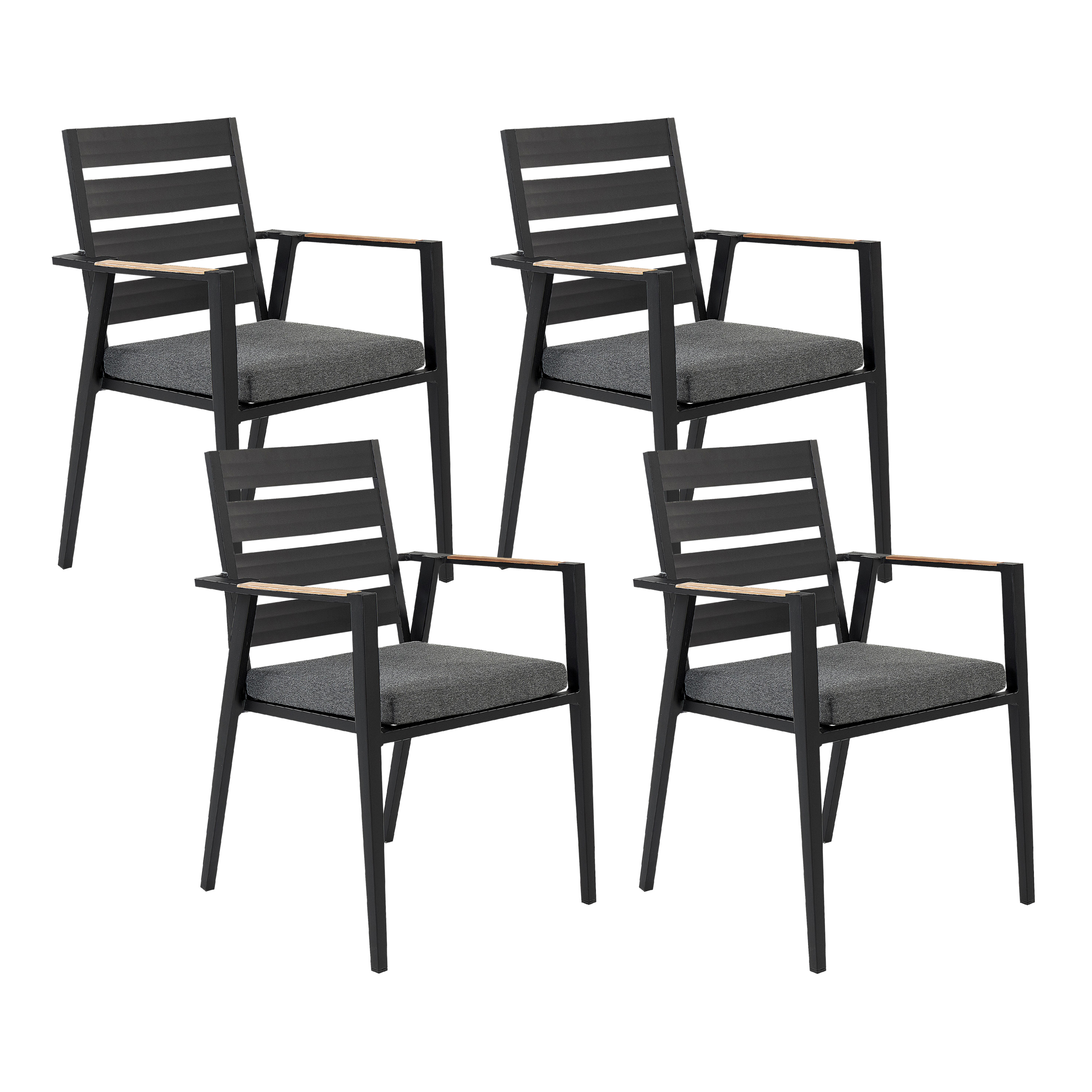 Sæt med 4 stole med puder TAVIANO Metal Sort