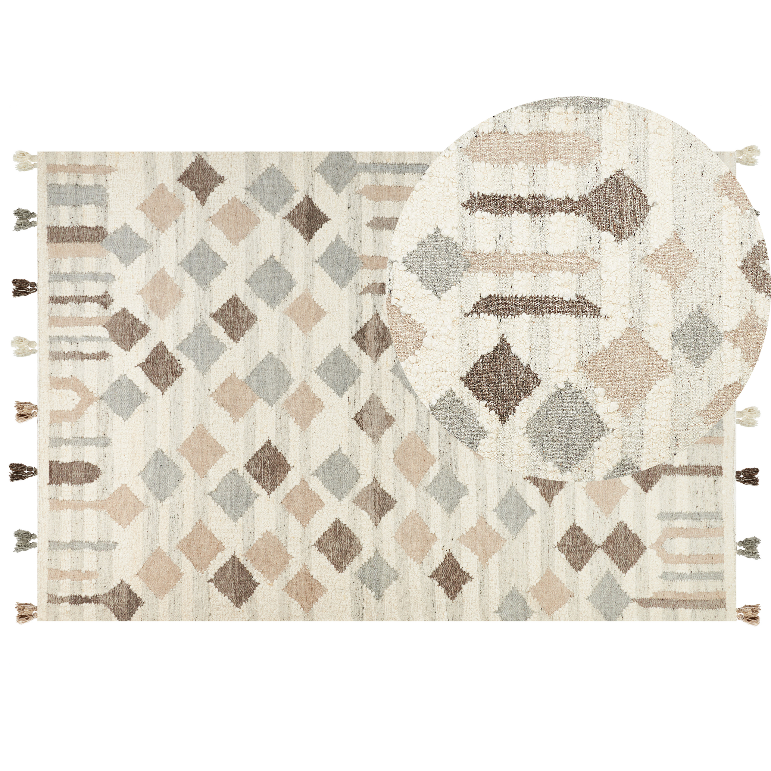 Gulvtæppe KAGHTSRASHEN Beige 200 x 300 cm Kelim Uld