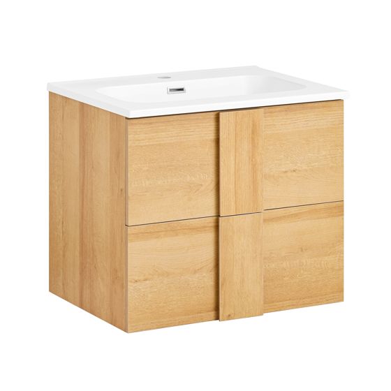 SoBuy Håndvaskunderskab med to skuffer Badeværelsesmøbler Natur 61x46x54cm BZR172-N