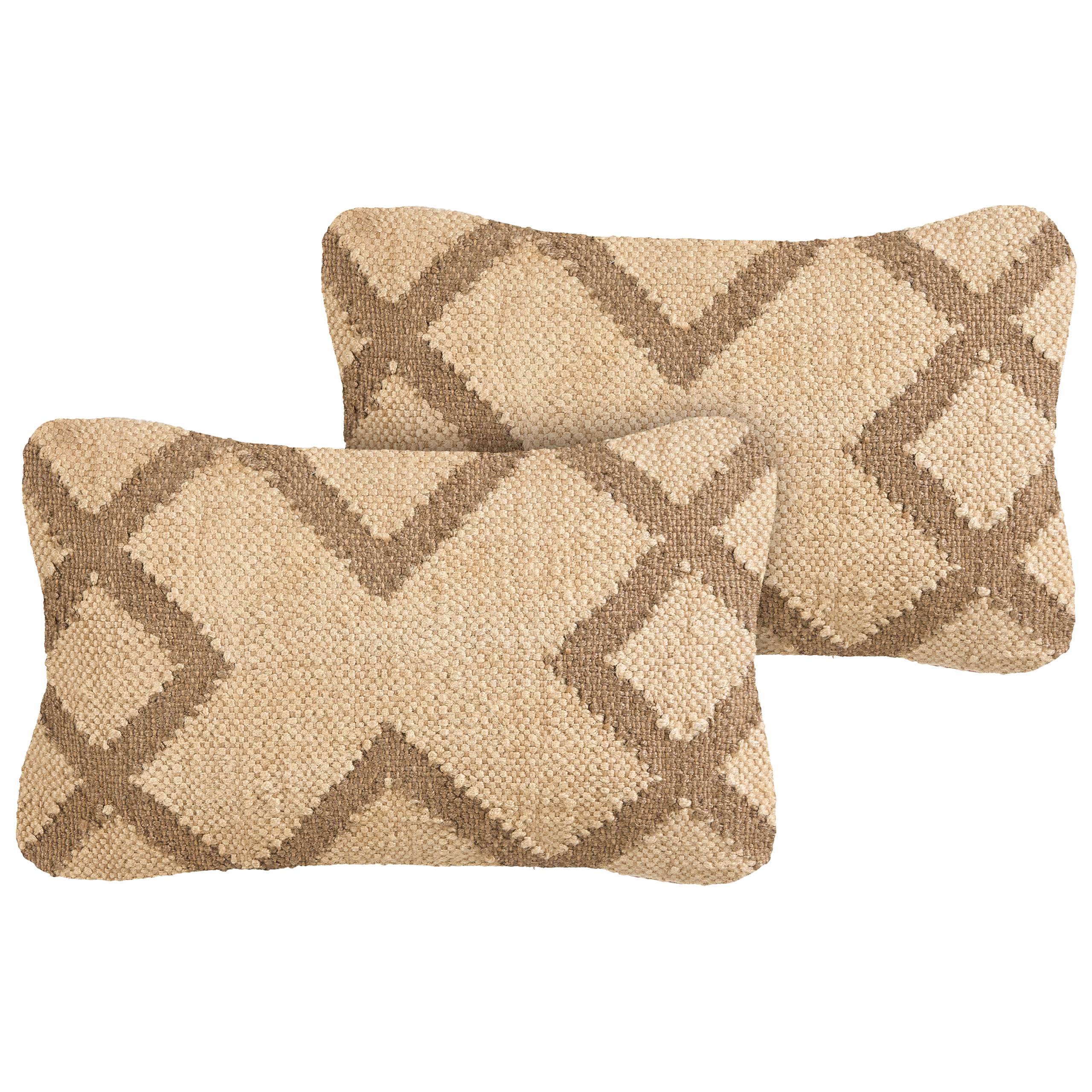 Sæt af 2 pyntepuder GOPI 30 x 50 cm Jute Beige Geometrisk mønster