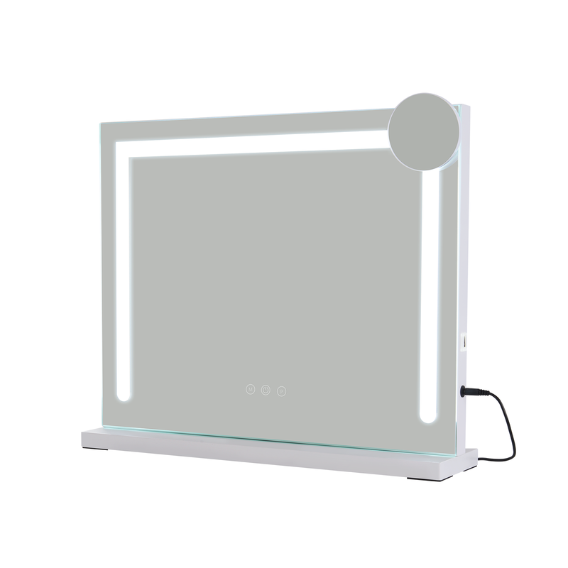NETTLIFE Makeupspejl med lys, 70 x 55 cm, Makeupbordspejl med lys, Dæmpbar Touch LED, Makeupspejl