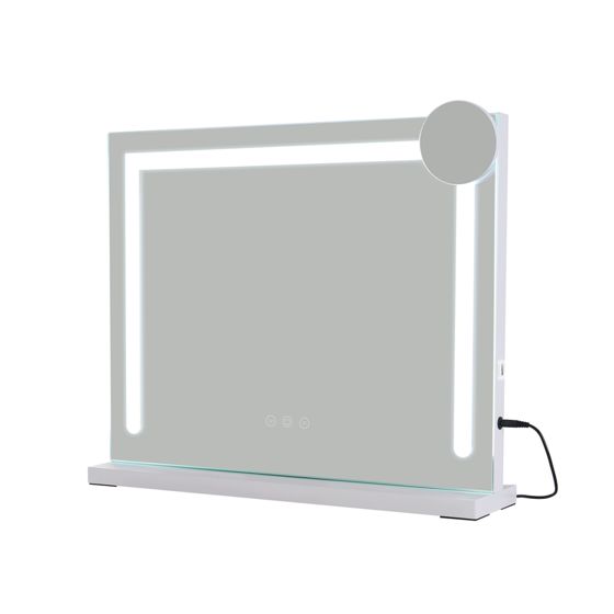 NETTLIFE Makeupspejl med lys, 70 x 55 cm, Makeupbordspejl med lys, Dæmpbar Touch LED, Makeupspejl